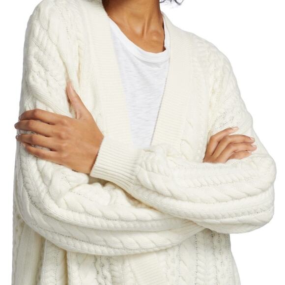 Naadam Women Oversized Wool & Cashmere Blend Cable Knit Cardigan Size M - Picture 4 of 11